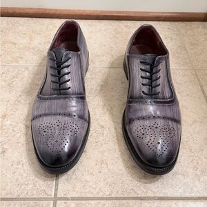 Lethato Men's Gray Leather Dress Shoes